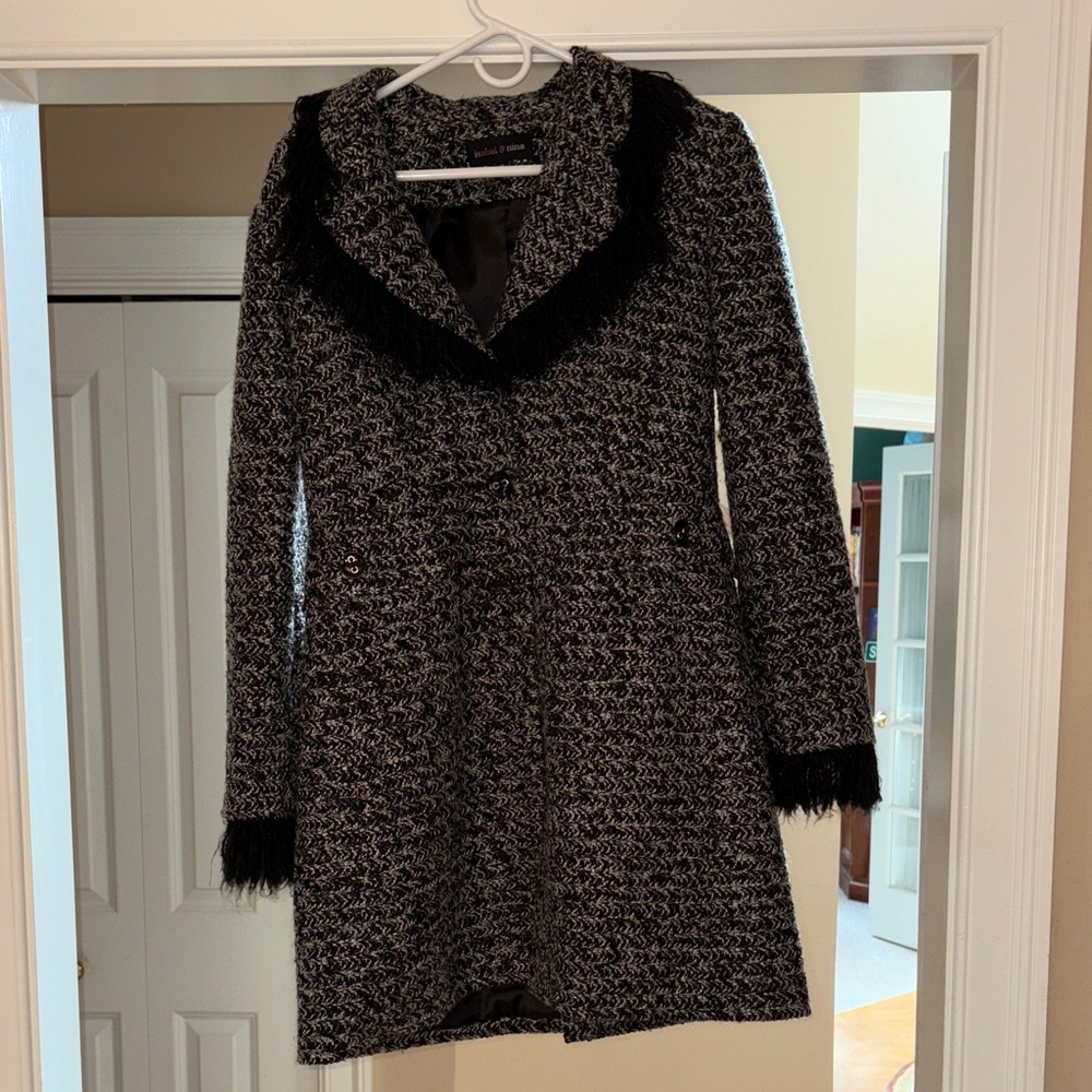 Isabel and Nina Stylish Black and white Pea Coat